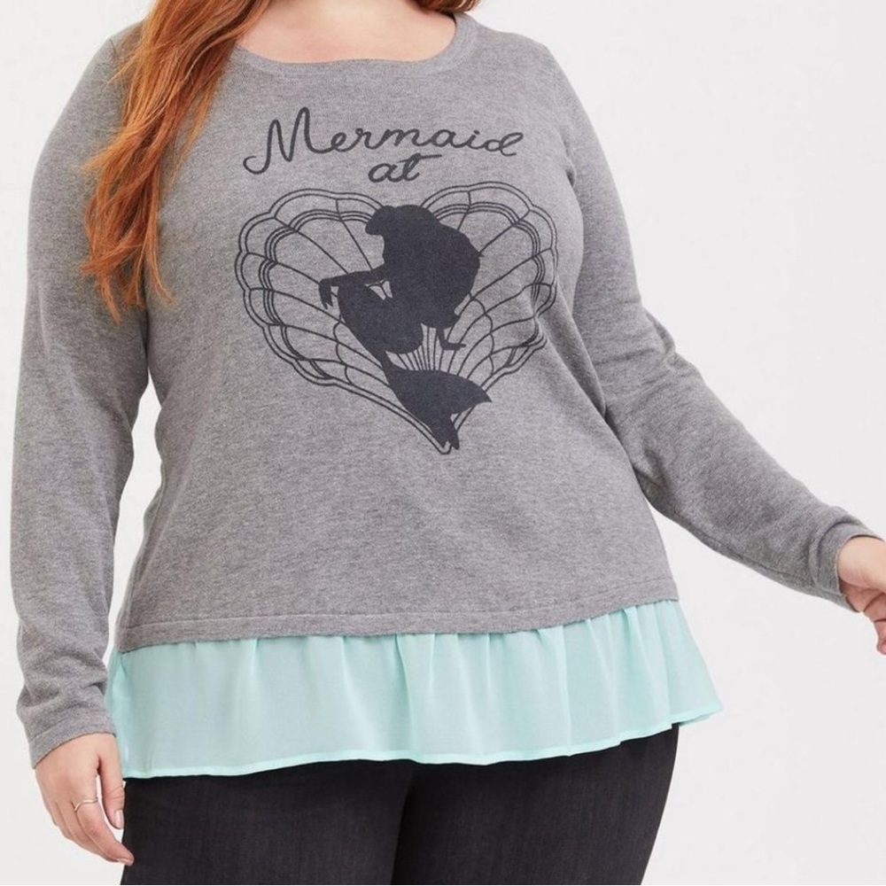 Torrid little mermaid top crossover back chiffon flap
